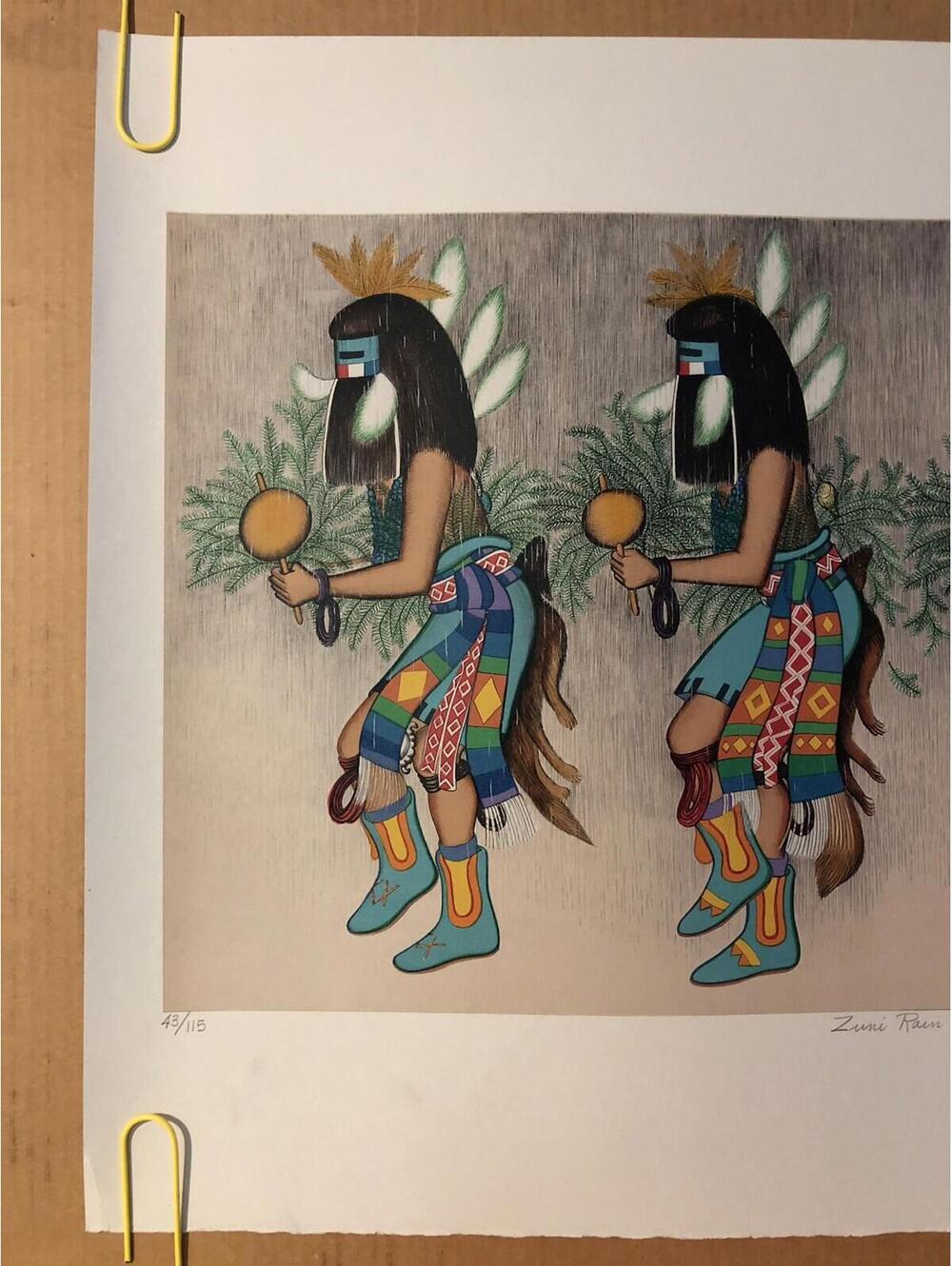 Rain Dancer Original Vintage Native American Poster Colorful Birds 1980's - Picture 2 of 11